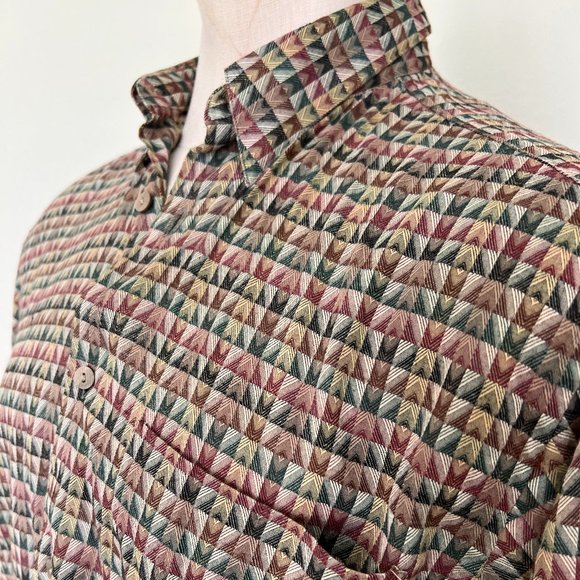 Retro Jhanes Barnes - Abstract Print Long Sleeve Shirt - Size Medium - Picture 3 of 8
